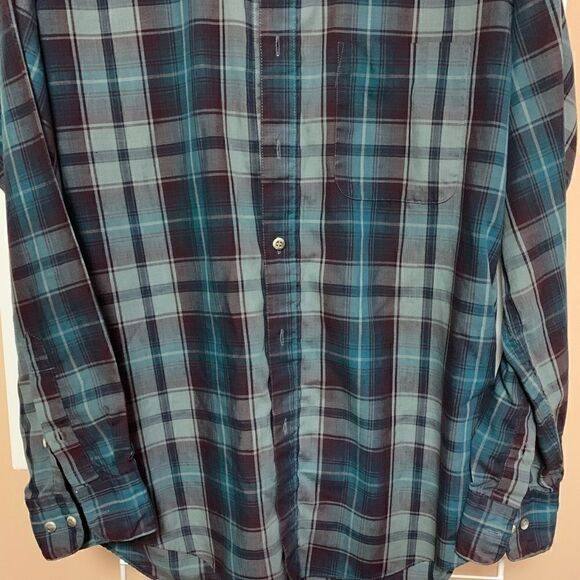 Gap shirt green green/maroon check medium - Picture 4 of 8